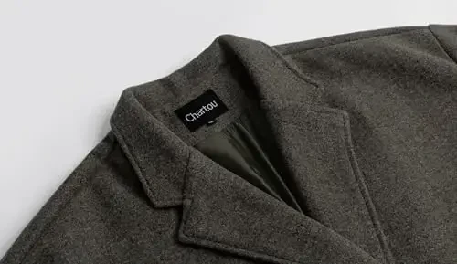 CHARTOU Women's Oversized Notched Collar Wool Blend Single Breast Midi Long Trench Coat - CHARTOU (1)