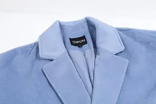 CHARTOU Women's Oversized Notched Collar Wool Blend Single Breast Midi Long Trench Coat - 2