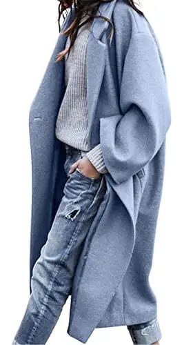 CHARTOU Women's Oversized Notched Collar Wool Blend Single Breast Midi Long Trench Coat - 1