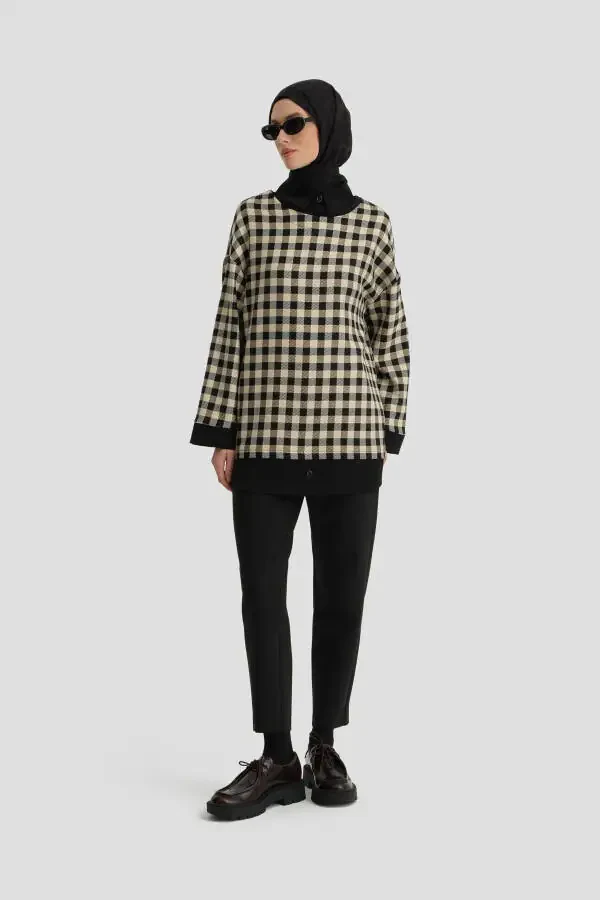 Check Pattern Tunic 24k4310 Black - 1