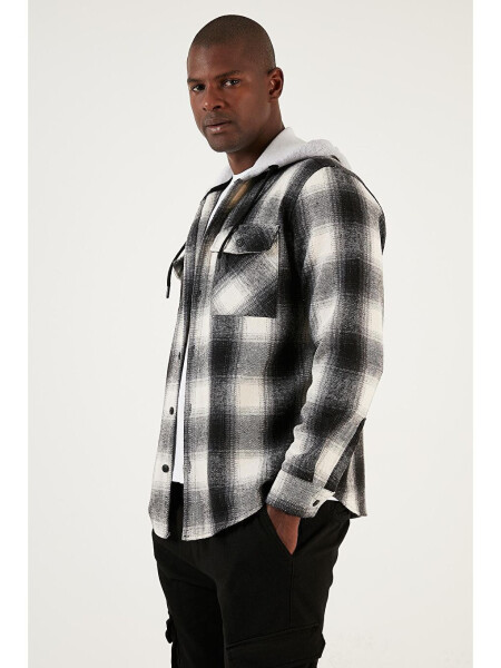 Checked Double Pocket Hooded Lumberjack Shirt CF22W2650 - 4