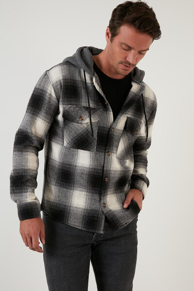 Checked Double Pocket Hooded Lumberjack Shirt CF22W2650 - 28