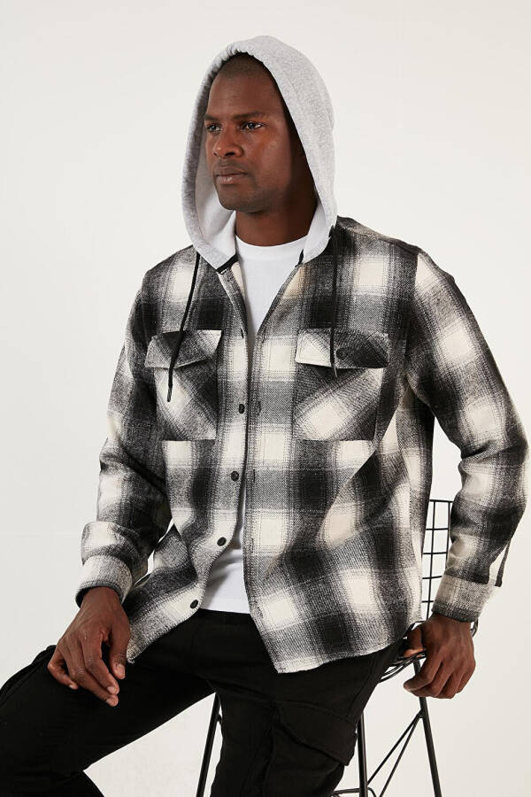 Checked Double Pocket Hooded Lumberjack Shirt CF22W2650 - 22