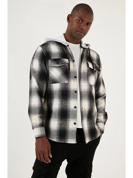 Checked Double Pocket Hooded Lumberjack Shirt CF22W2650 - LC WAIKIKI