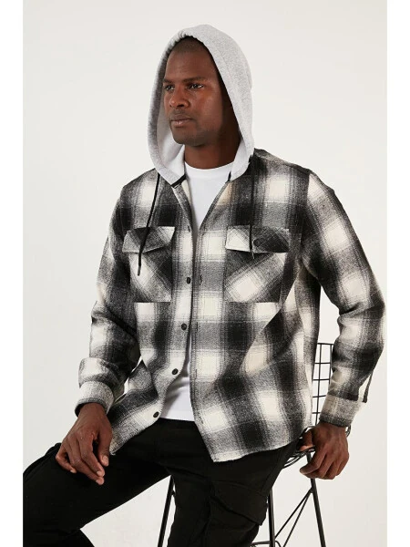 Checked Double Pocket Hooded Lumberjack Shirt CF22W2650 - LC WAIKIKI (1)