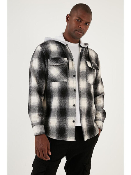 Checked Double Pocket Hooded Lumberjack Shirt CF22W2650 - LC WAIKIKI