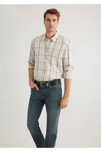 Checked Ecru Tencel Tm Lyocell Shirt Slim Fit / Da - MAVI (1)