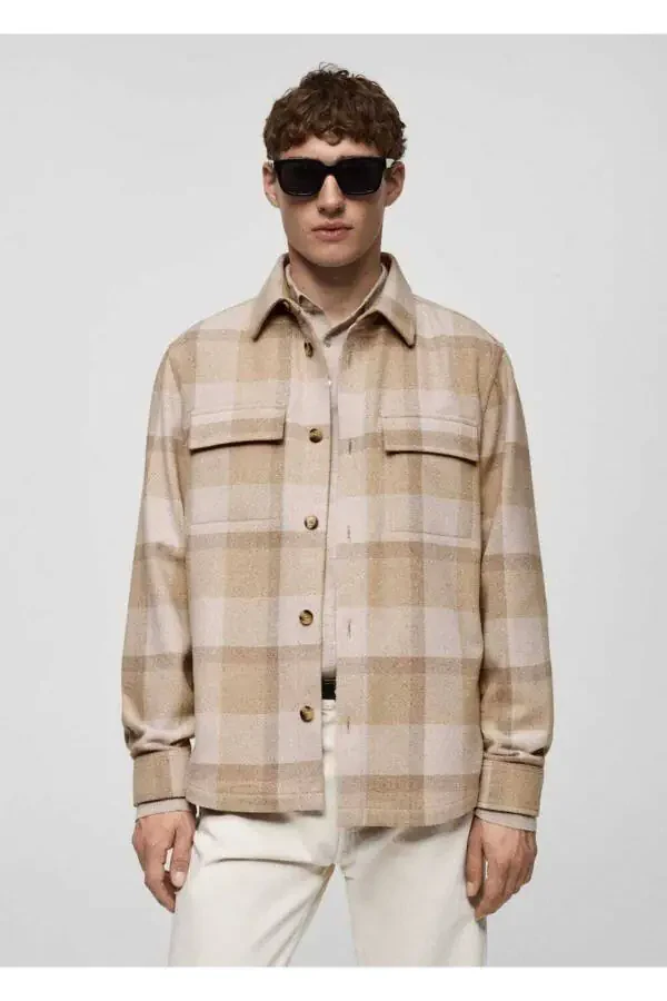 Checked flannel shirt jacket - 1