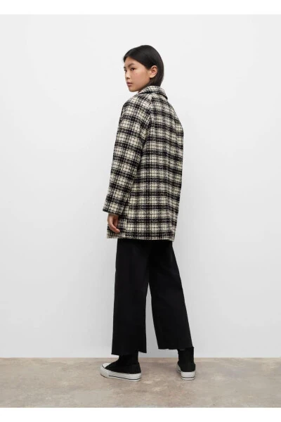 Checked Lapel Coat - 4