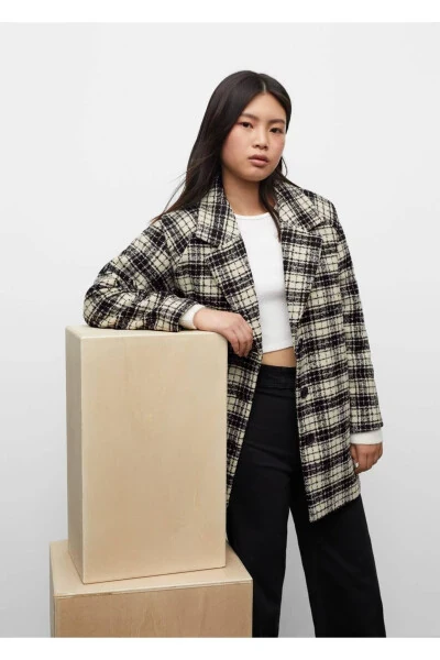 Checked Lapel Coat - 6