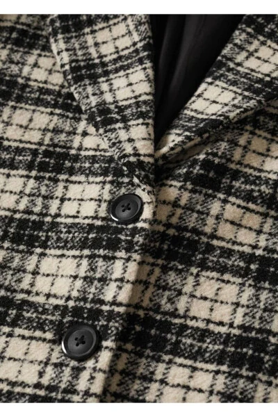 Checked Lapel Coat - 7