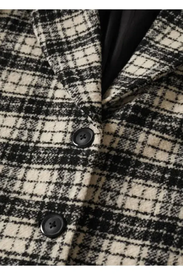 Checked Lapel Coat - 7