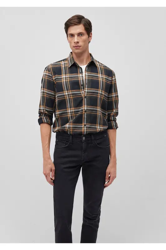 Checked Navy Blue Shirt Regular Fit - 2