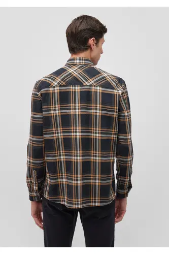 Checked Navy Blue Shirt Regular Fit - 4