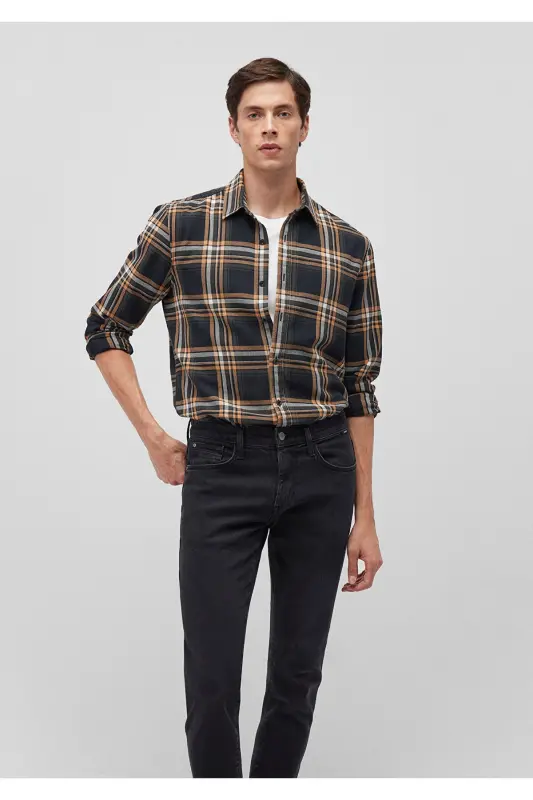 Checked Navy Blue Shirt Regular Fit - 1