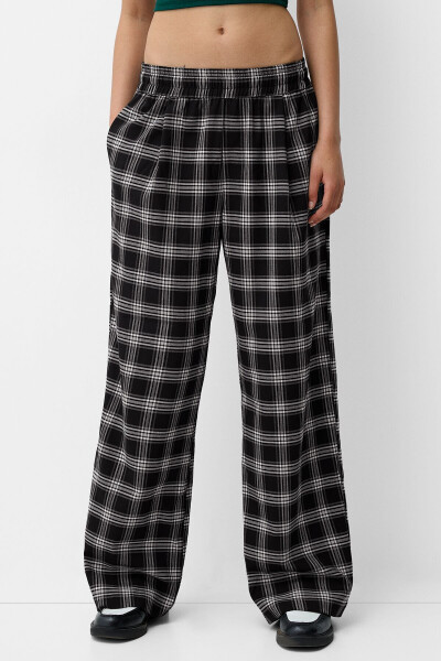 Checked straight fit trousers - 1