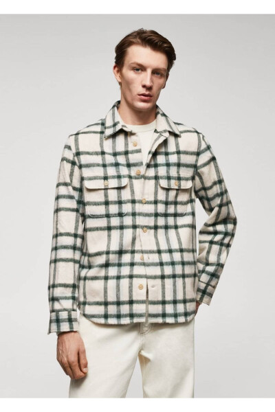 Checked wool shirt jacket - MANGO MAN