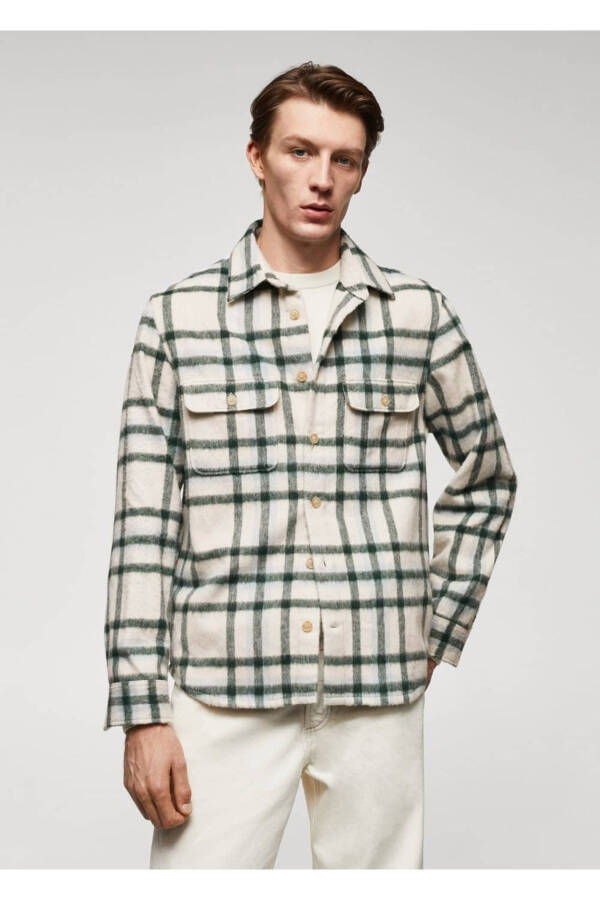 Checked wool shirt jacket - 1