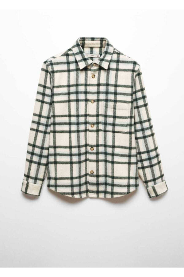 Checked wool shirt jacket - 3