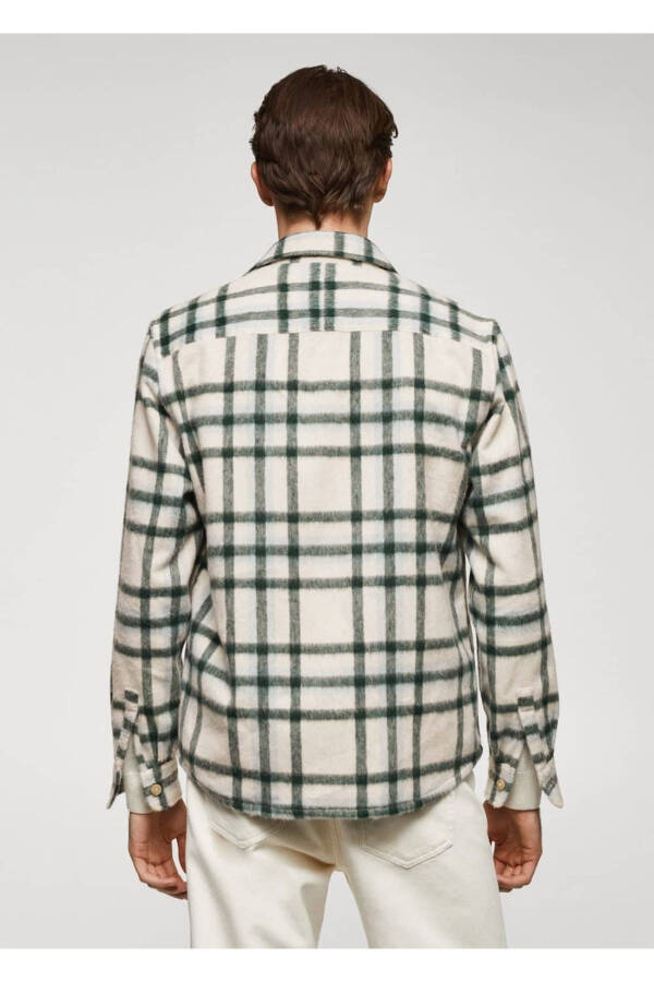 Checked wool shirt jacket - 4