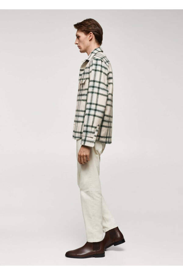 Checked wool shirt jacket - 5