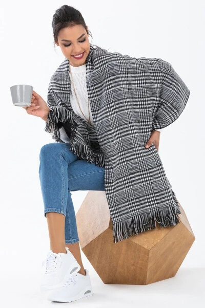 Checkered Double-Sided Shoulder Scarf - LEKA