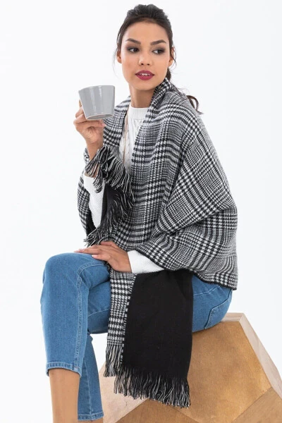 Checkered Double-Sided Shoulder Scarf - LEKA (1)