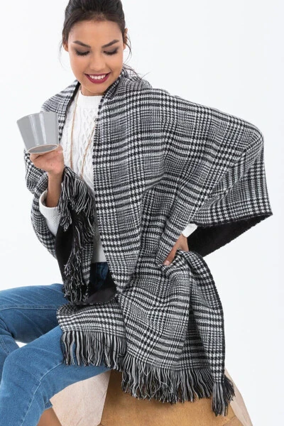 Checkered Double-Sided Shoulder Scarf - 3