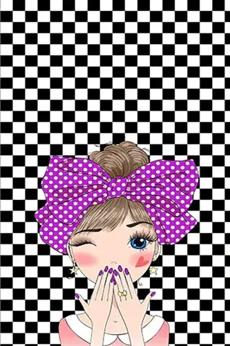 Checkered Floor Girl Patterned Heart Digital Printing Washable Non-Slip Base Teen Girl Room Carpet-Black - 3