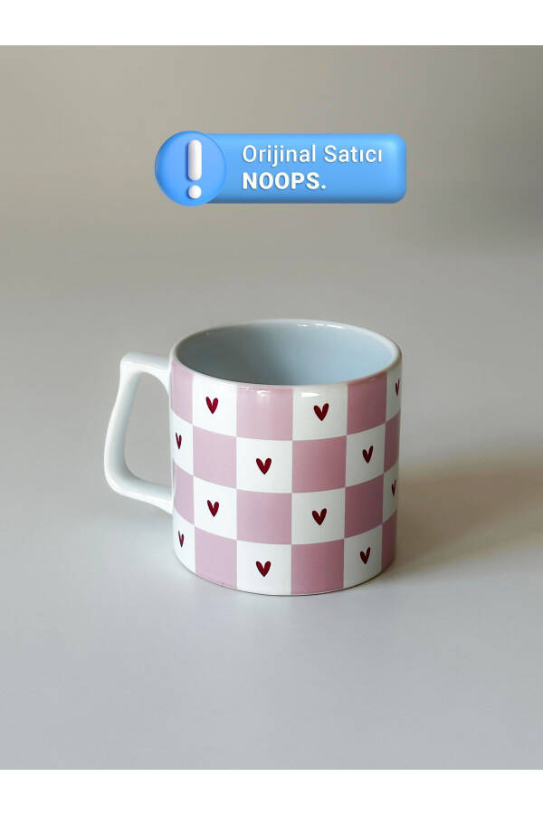 Checkered Heart Mug Ceramic Coffee Cup - 1