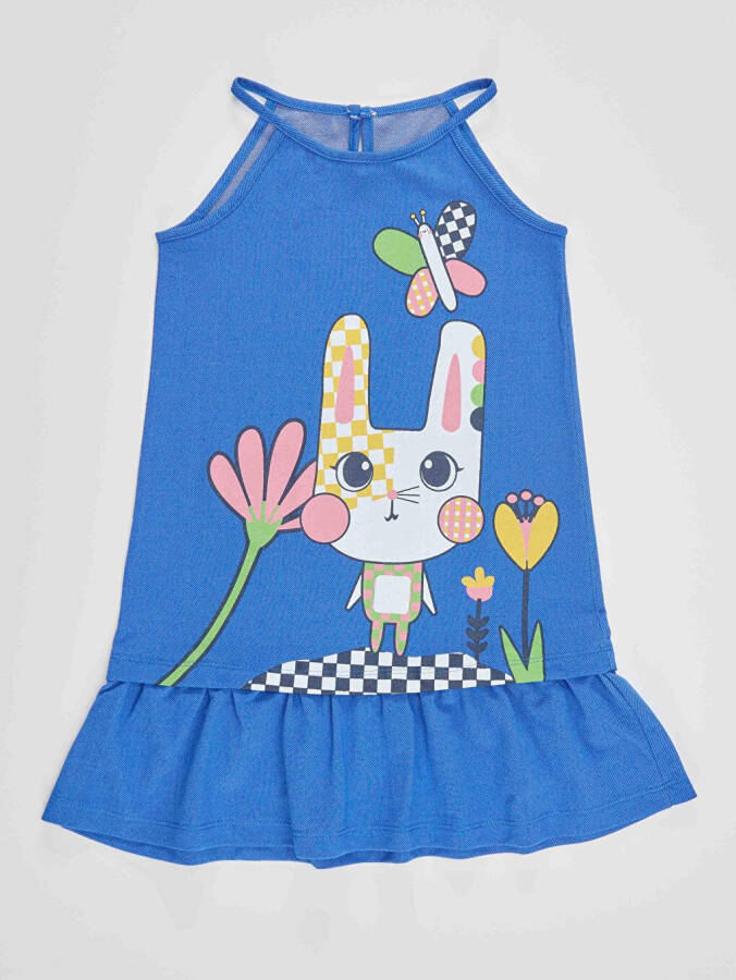 Checkered Rabbit Girl's Blue Dress - 8