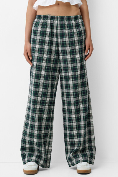 Checkered Straight Fit Pants - 1