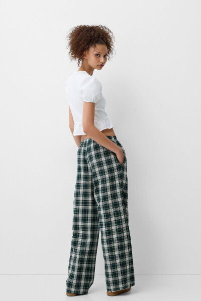 Checkered Straight Fit Pants - 4