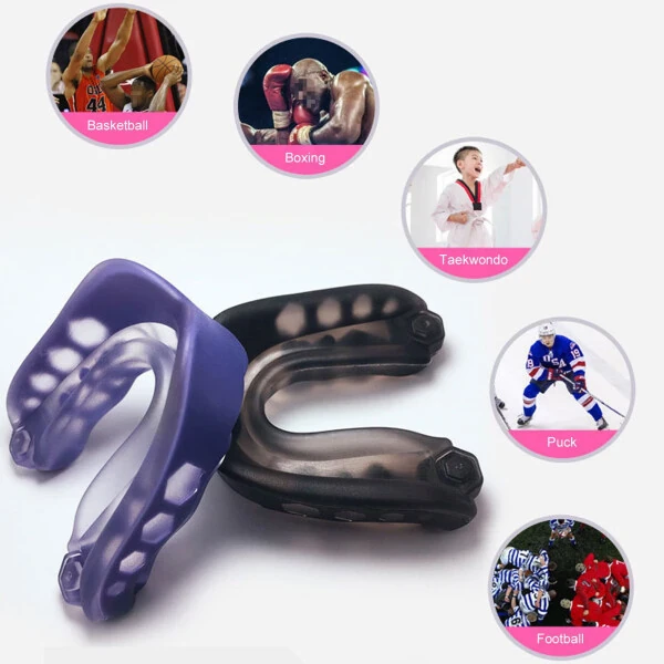 Cheers.US 1Pc Teeth Protector Mouth Guard Protective Brace with Anti Bacterial Case for Adults Basketball Boxing Bite Guard to Stop Teeth Grinding, TMJ, Bruxism, Clenching for Adults - 1