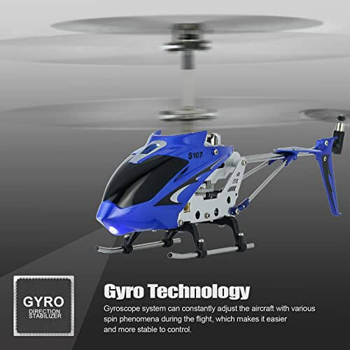 Cheerwing S107/S107G Hayalet 3CH 3.5 Kanallı Mini RC Helikopter Jiroskoplu Mavi - 3