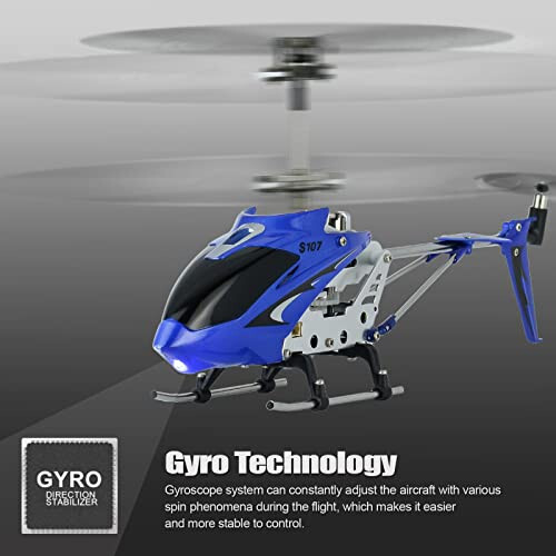 Cheerwing S107/S107G Phantom 3CH 3.5 Channel Mini RC Helicopter with Gyro Blue - 3