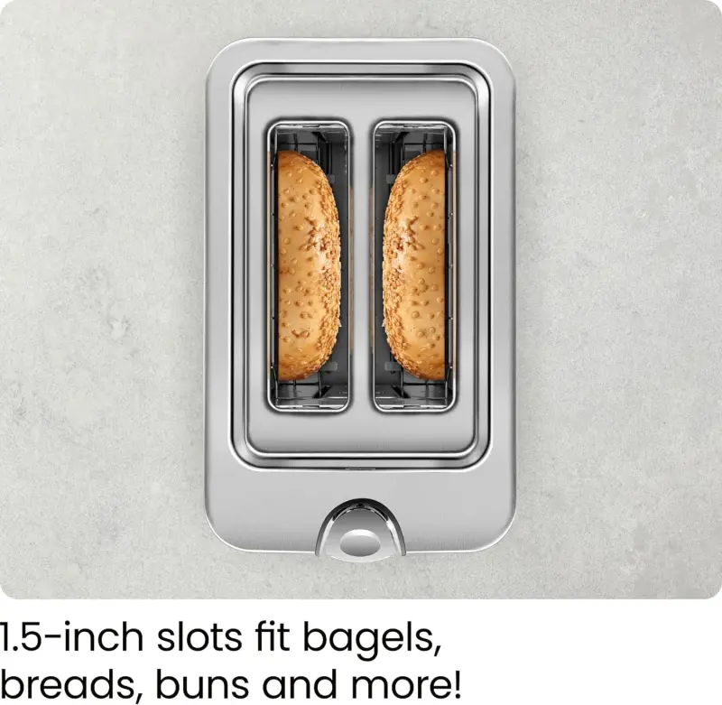 Chefman 2-Slice Digital Pop-Up Toaster, Stainless Steel, Bagel Sized Slots, Removable Crumb Tray - 5