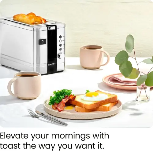 Chefman 2-tilimli raqamli pop-up toster, zanglamaydigan po'lat, baget o'lchamli teshiklar, olinadigan mayda qoldiqlar uchun tovoq - 7