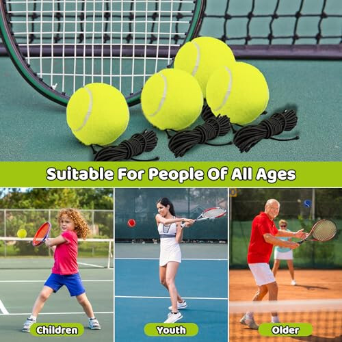 CHEGIF Tenis Antrenman Topu İple, Tenis Eğitim Topları Kendi Kendine Pratik Eğitim Aracı, Tenis Topu Antrenman Ekipmanı Sıçrama Taban Tahtası Kendi Kendine Tenis Antrenman Aracı - 4