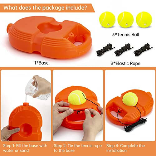 CHEGIF Tennis Trainer Rebound Ball with 3 String Balls, Solo Tennis Training Equipment for Self-Pracitce,Portable Tennis Practice Training Tools for Adults, Kids, Beginners Sport Exercise - 2