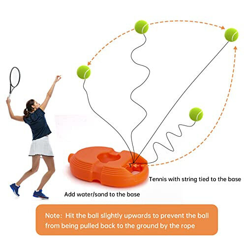 CHEGIF Tennis Trainer Rebound Ball with 3 String Balls, Solo Tennis Training Equipment for Self-Pracitce,Portable Tennis Practice Training Tools for Adults, Kids, Beginners Sport Exercise - 5