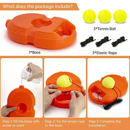 CHEGIF Tennis Trainer Qaytish To'pi 3 ta Simli To'p bilan, Yakka Tenis Mashg'ulot Uskunasi, Kattalar, Katta Yoshiga Yetganlar, Boshlang'ich Sport Mashqlari uchun Ko'chma Tenis Mashg'ulot Asboblari - 2