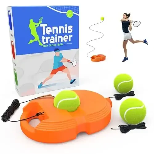 CHEGIF Tennis Trainer Qaytish To'pi 3 ta Simli To'p bilan, Yakka Tenis Mashg'ulot Uskunasi, Kattalar, Katta Yoshiga Yetganlar, Boshlang'ich Sport Mashqlari uchun Ko'chma Tenis Mashg'ulot Asboblari - 6