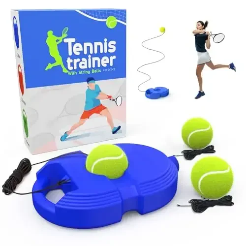 CHEGIF Tennis Trainer Rebound Ball 3 ta arqonli to'p bilan, yakkaxon tennis mashg'ulotlari uchun uskunalar, o'z-o'zidan mashq qilish uchun, kattalar, bolalar, yangi boshlanuvchilar sport mashqlari uchun portativ tennis mashqlari uchun vositalar - MODAZONE