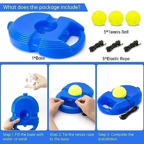 CHEGIF Tennis Trainer Rebound Ball with 3 String Balls, Solo Tennis Training Equipment for Self-Pracitce,Portable Tennis Practice Training Tools for Adults, Kids, Beginners Sport Exercise - 3