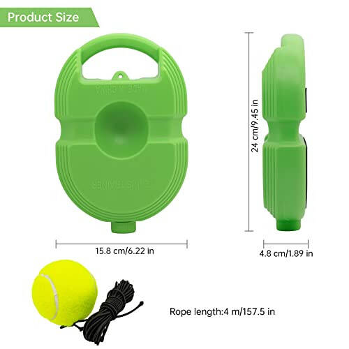 CHEGIF Tennis Trainer Rebound Ball with 3 String Balls, Solo Tennis Training Equipment for Self-Practice, Portable Tennis Practice Training Tools for Adults, Seniors, Beginners Sport Exercise - Green - 3