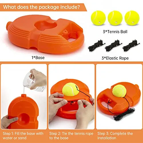 CHEGIF Tennis Trainer Rebound Ball with 3 String Balls, Solo Tennis Training Equipment, Portable Tennis Practice Training Tools for Adults, Seniors, Beginners Sport Exercise - CHEGIF (1)