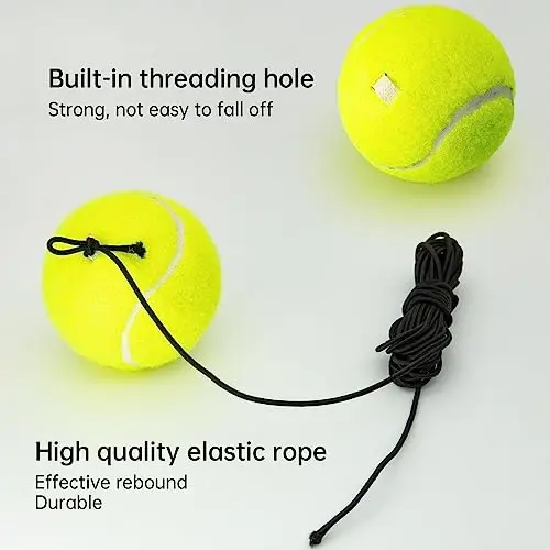 CHEGIF Tennis Training Ball with String,Tennis Trainer Balls Self Practice Trainer Tool, Tennis Ball Training Equipment for Rebound Baseboard Self Tennis Training Tool - 4