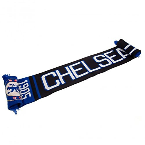 CHELSEA FC Official Blue Black White Jacquard Scarf NR Knit 1905, 5ft long - 4