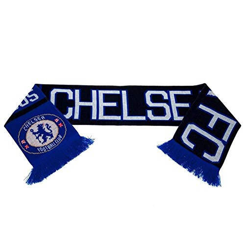 CHELSEA FC Official Blue Black White Jacquard Scarf NR Knit 1905, 5ft long - 3